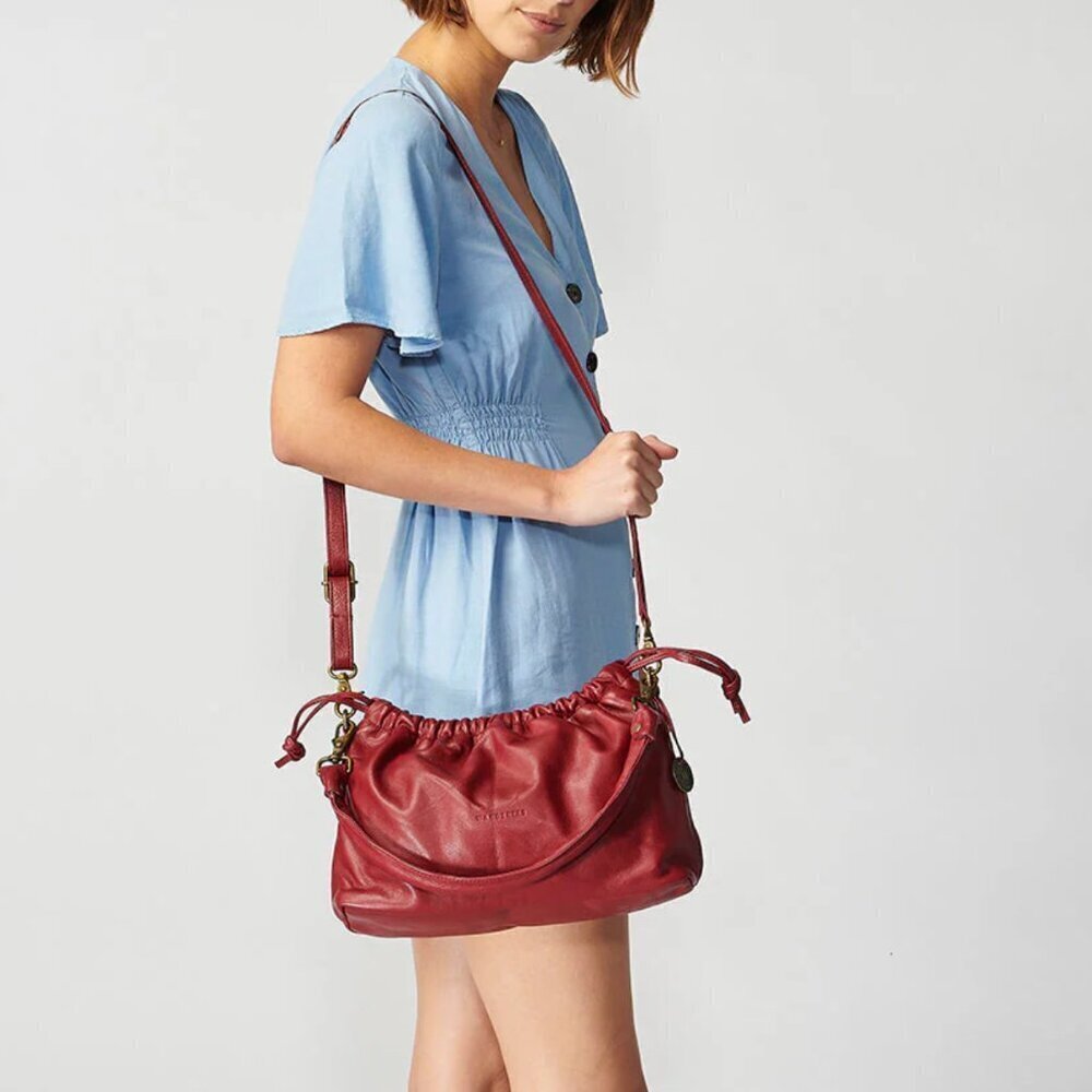 Like-new Wanderers Travel Co. The Cologne Wine Burgundy Leather Crossbody Bag